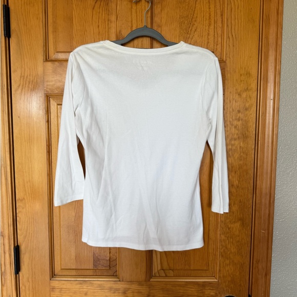 Eddie Bauer Women's White 3/4 Sleeve V-Neck Tee size Medium - Picture 4 of 4